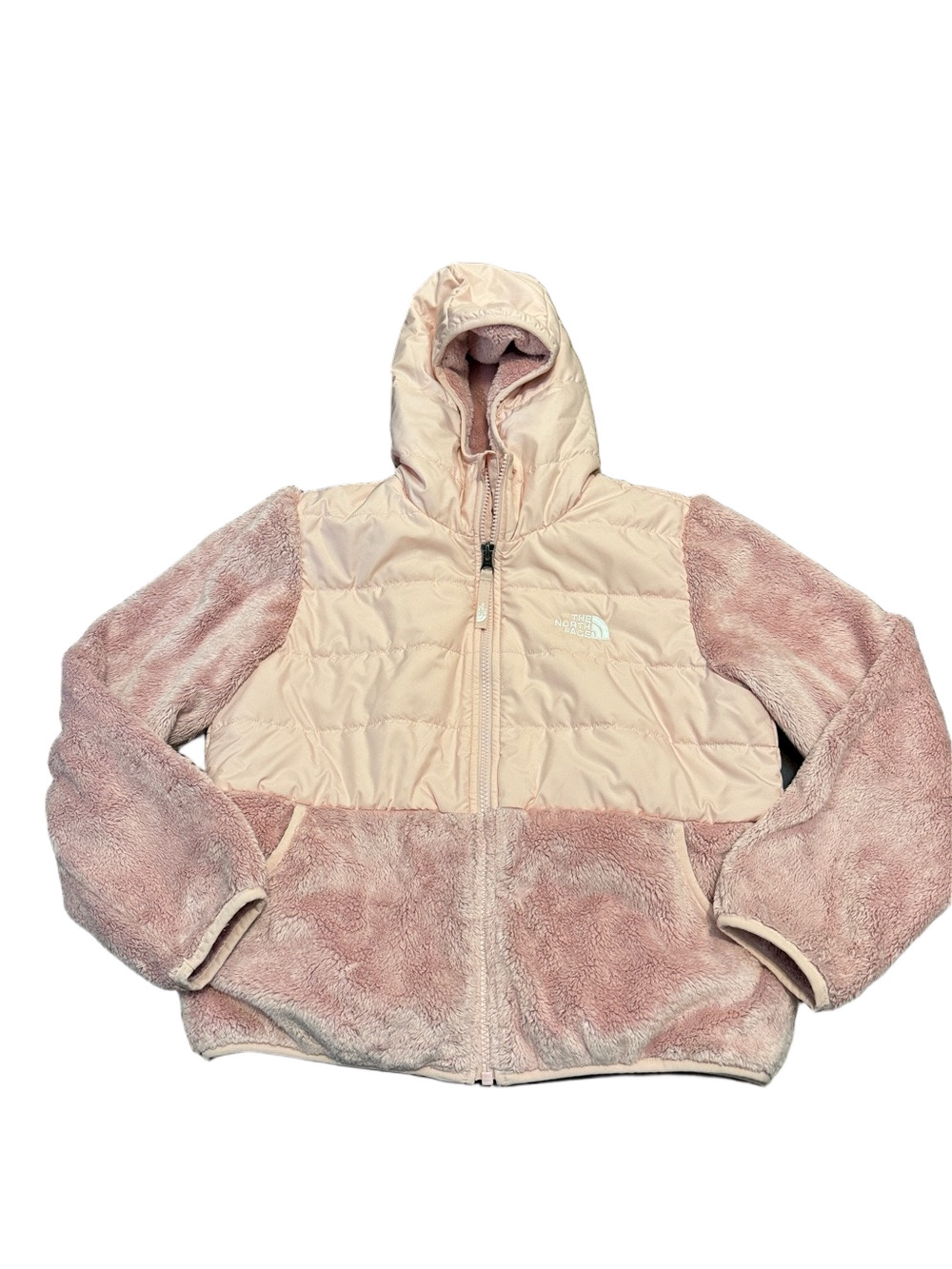 The North Face Light Pink Quilted & Sherpa Mashup Hooded Jacket Size L